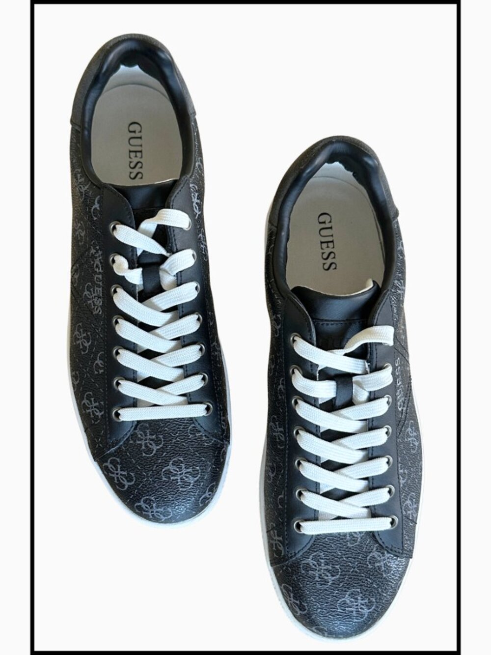 GUESS Men’s Nola Monogram Low Top Sneakers Black Size US 10 / EU 43